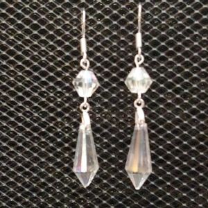 Faceted glass/crystal dangle earrings